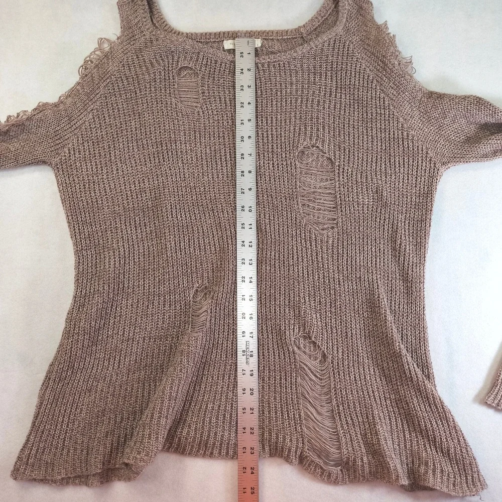 Gilded Intent Shredded Knit Sweater • Distressed Grunge Pullover Top Boho Size M